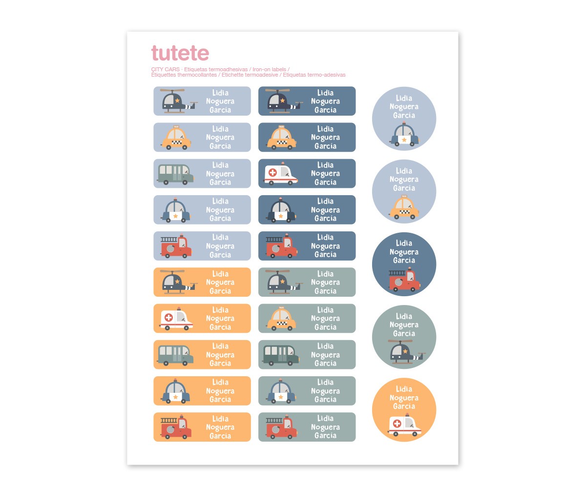 25 Etiquetas para Roupa City Cars