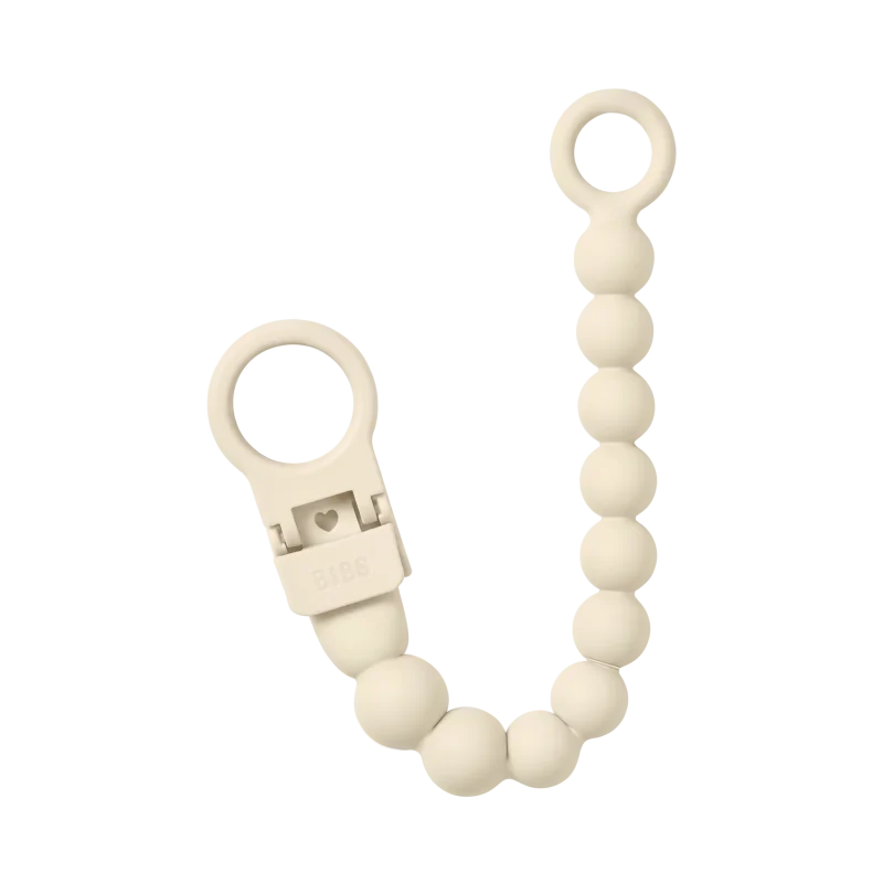 Fita de chupeta BIBS Ivory bege em silicone